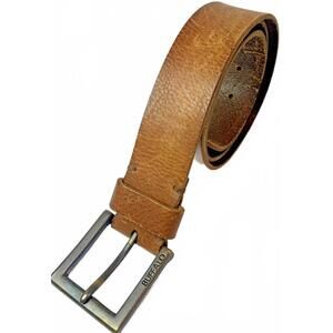 Buffalo David Bitton Brown Genuine Leather Belt Size Med Sq Metal Buckle